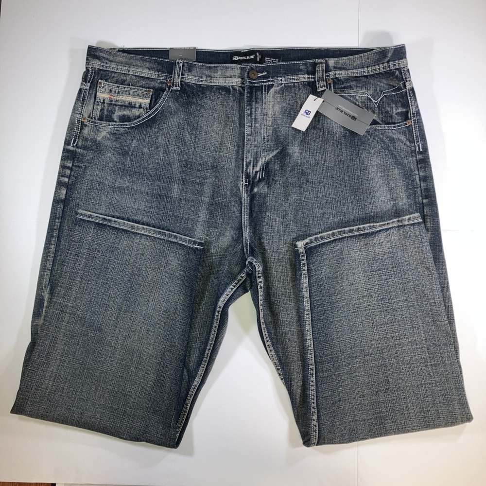 Royal Blue Brand Jeans Mens 52x32 Relaxed Fit Distressed Medium Wash NWT - Picture 3 of 16